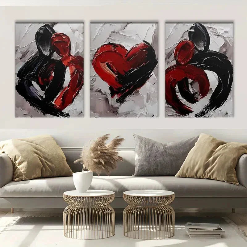 3pcs Modern Abstract Love And Sadness  Metal Print Ready to Hang Art