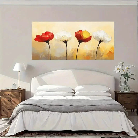 Abstract Floral Color Wall Art Canvas Office Home Room Framed 80x45cm