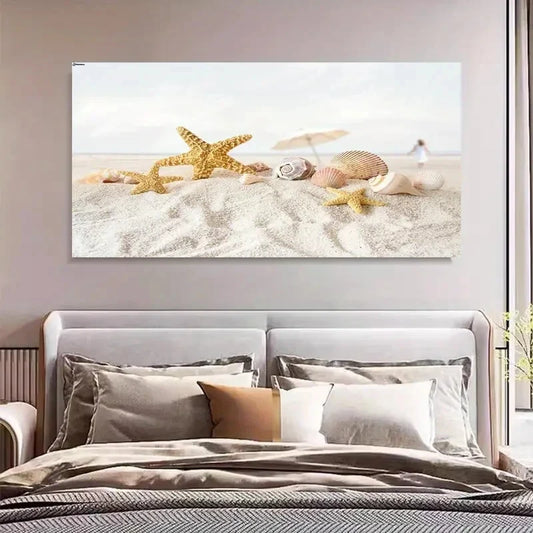 Starfish & Shells Marine Life Wall Art Canvas Office Home Room Framed 120x60cm