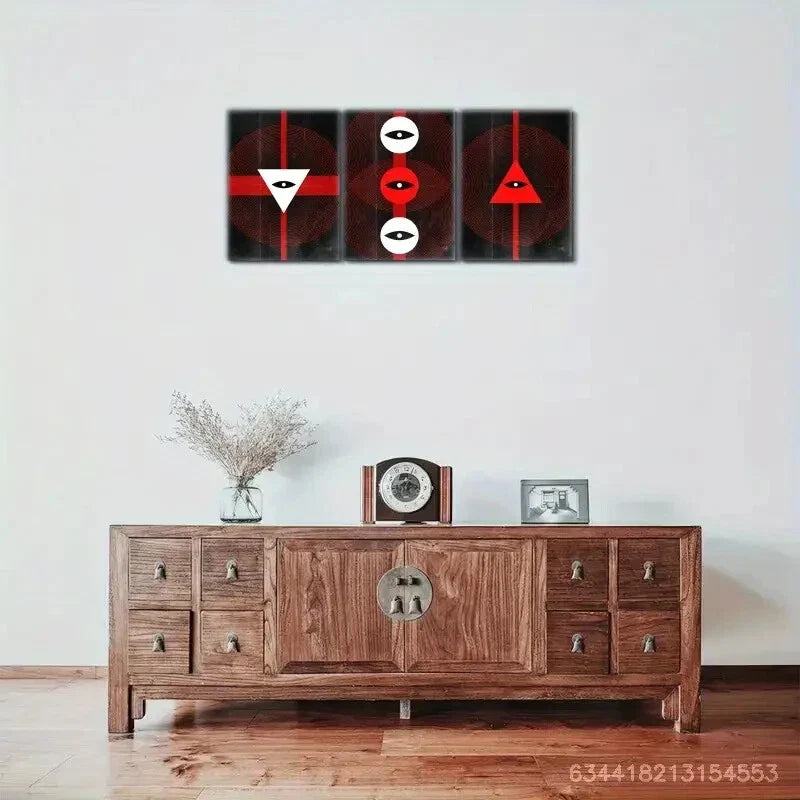 3pcs All Seeing Eye Red and Black Pattern Metal Print Ready to Hang Art