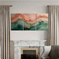 3pcs Teal and Pink Layered Abstract Metal Print Ready to Hang Art