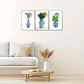 3pcs Blue and White Porcelain and Plant Metal Print Ready to Hang Art