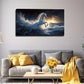 Realistic Galloping White Wall Art canvas office home room framed 120x60cm
