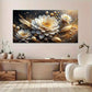 Golden White Floral Design Wall Art Canvas Office Home Room Framed 120x60cm