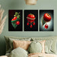 3pcs Tomato Synthetic Gemstone pendant Metal Print Ready to Hang Art