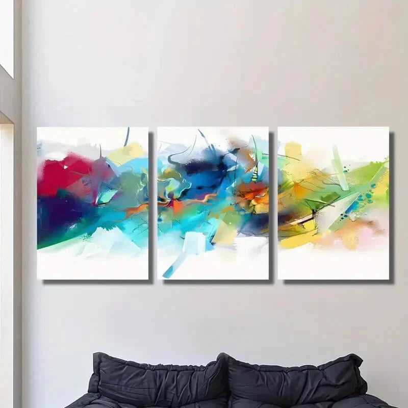 3pcs Abstract Colorful Swirl, Nordic Metal Print Ready to Hang Art