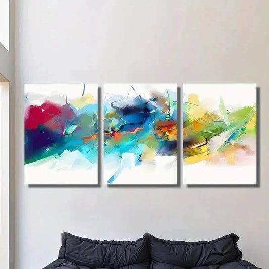 3pcs Abstract Colorful Swirl, Nordic Metal Print Ready to Hang Art