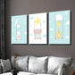 3pcs Rabbits Elephants Giraffes and Clouds Wall Art Set Canvas Framed 40x60cm - High Quality Print 100% Australian Made Wall Canvas Ready to Hang