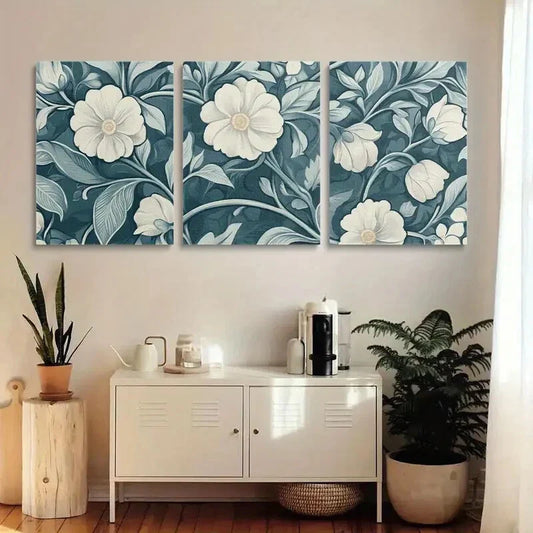 3pcs Vintage William Morris-Inspired Metal Print Ready to Hang Art