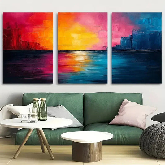3pcs Modern Abstract Art Abstract Expressionist Metal Print Ready to Hang Art