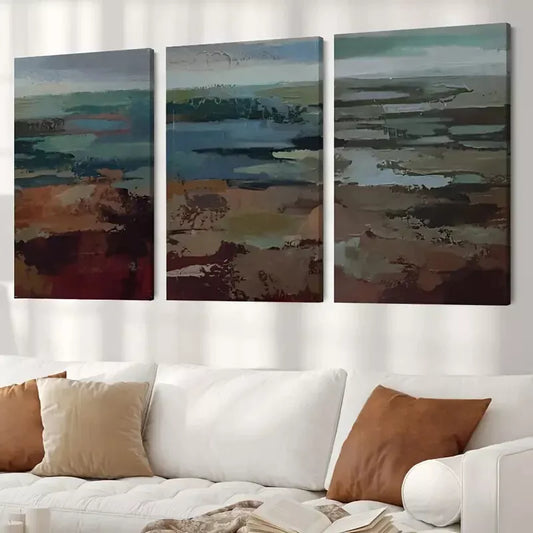 3pcs Mid Century Modern Sage Green Canvas Framed 40x60cm - High Quality Print 100% Australian Made Wall Canvas Ready to Hang
