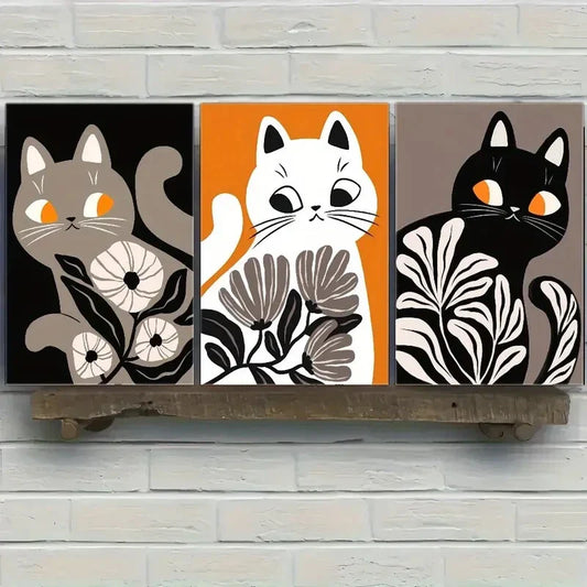 3pcs Modern Classic Style Animal Themed Metal Print Ready to Hang Art