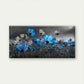Vibrant Blue Floral Field Wall Art Canvas Office Home Room Framed 80x45cm