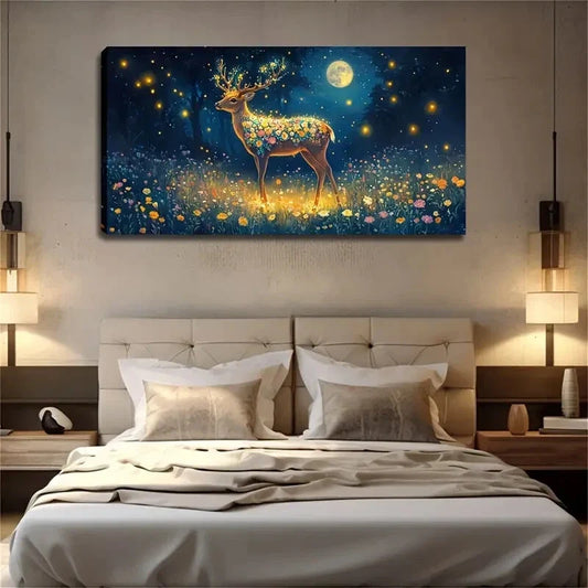 Antlers With Body Colorful Wall Art Canvas Office Home Room Framed 120x60cm