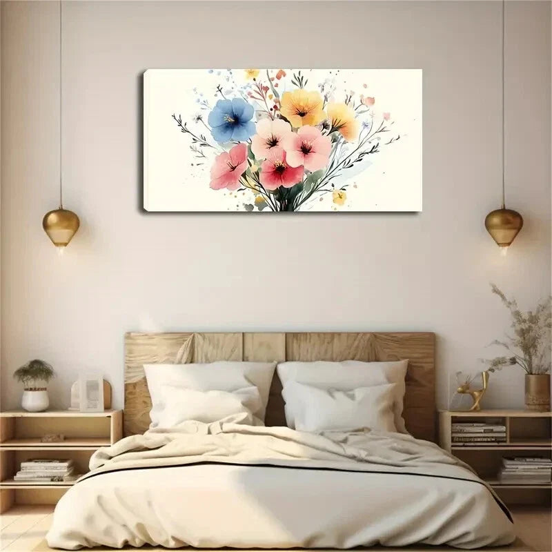 Flower Bouquet Vibrant Wall Art Canvas Office Home Room Framed 120x60cm