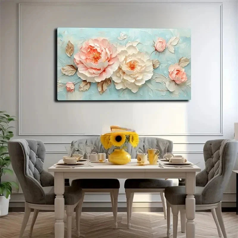 looming Pink And Peonies Wall Art Canvas Office Home Room Framed 120x60cm