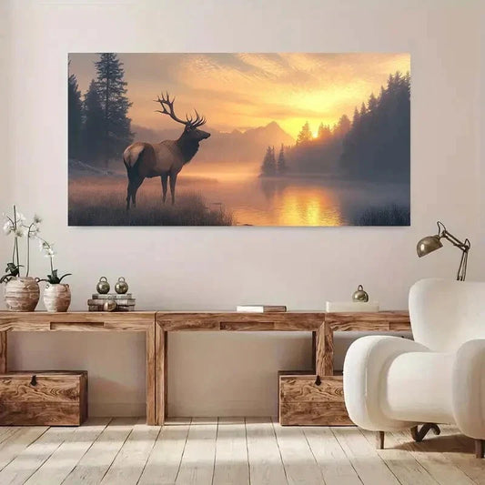 Serene Sunset Scene Majestic Wall Art Canvas Office Home Room Framed 120x60cm