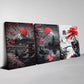 3pcs Nature Scenes with Mount Fuji & red Florals Wall Art Set Canvas Framed 40x60cm - High Quality Print 100% Australian Made Wall Canvas Ready to Hang