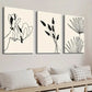 3pcs Abstract Beige and Black Botanical Floral Wall Art Set Canvas Framed 40x60cm - High Quality Print 100% Australian Made Wall Canvas Ready to Hang