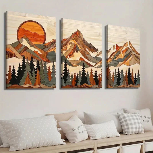 3pcs Rural Nature Trees Scenery Wall Art Set Canvas Framed 40x60cm - High Quality Print 100% Australian Made Wall Canvas Ready to Hang