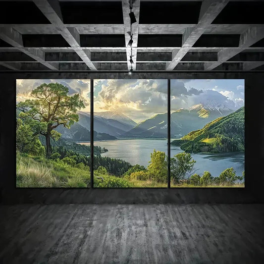 3pcs Xueshan Lake Sunrise Nature Metal Print Ready to Hang Art