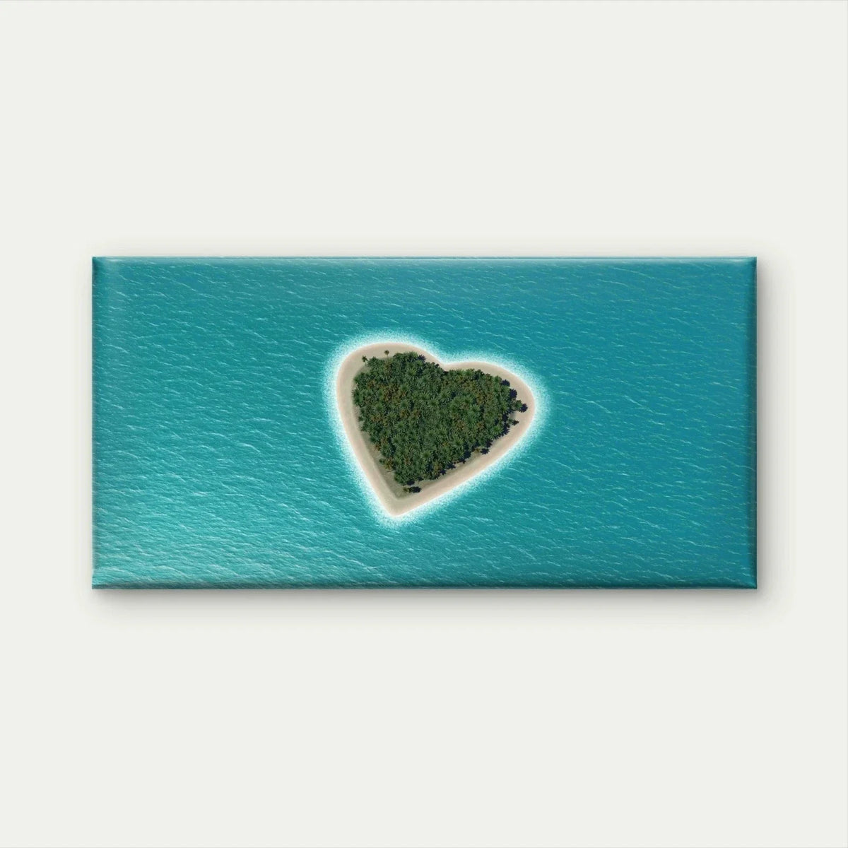 Paradise Island Form Heart Wall Art Canvas Office Home Room Framed 80x45cm