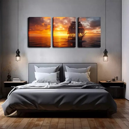 3pcs  Vibrant Seascape Painting  Wall Art Set Canvas Framed 40x60cm - High Quality Print 100% Australian Made Wall Canvas Ready to Hang
