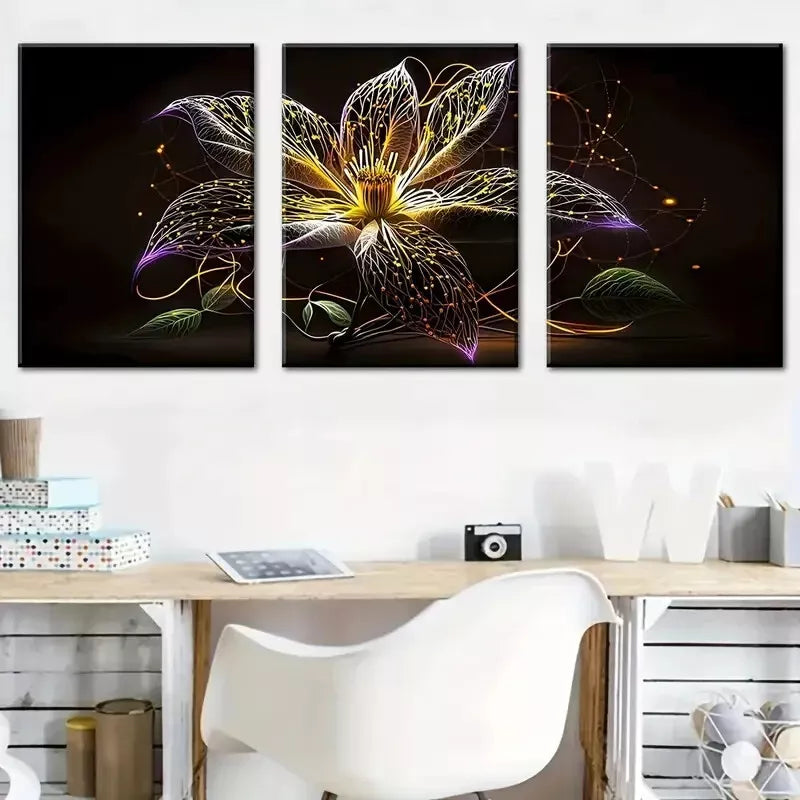 3pcs Simple fantasy Elegant flower paintings    Wall Art Set Canvas Framed 40x60cm - High Quality Print 100% Australian Made Wall Canvas Ready to Hang