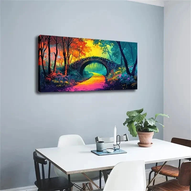 Bridge Spanning The Middle Wall Art Canvas Office Home Room Framed 120x60cm
