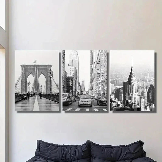 3pcs new york city photography, Brooklyn Bridge Metal Print Ready to Hang Art