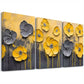3pcs Abstract Modern Decorative Yellow Flowers Wall Art Set Canvas Framed 40x60cm - High Quality Print 100% Australian Made Wall Canvas Ready to Hang