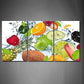 3pcs Various Fruit with Splash Water Metal Print Ready to Hang Art