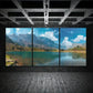 3pcs Mountain Lake Blue Sky, and Lush Greenery Metal Print Ready to Hang Art