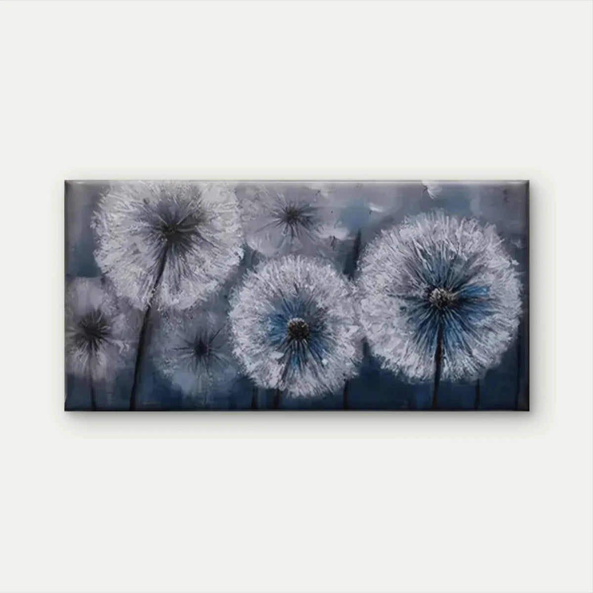 Danders White Dark Flowers Wall Art Canvas Office Home Room Framed 120x60cm