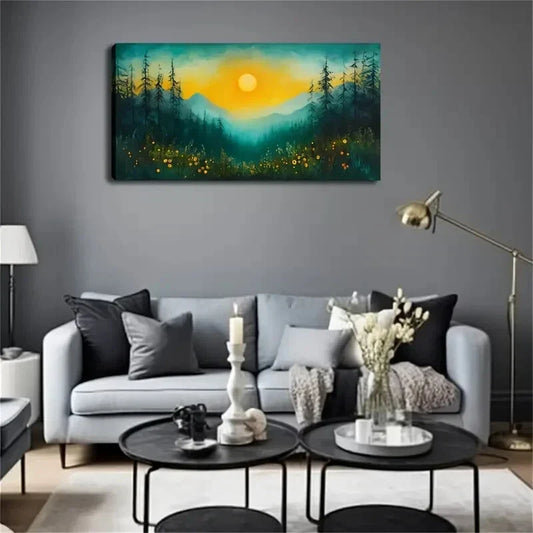 The Sun Radiates Bright Light Wall Art Canvas Office Home Room Framed 120x60cm
