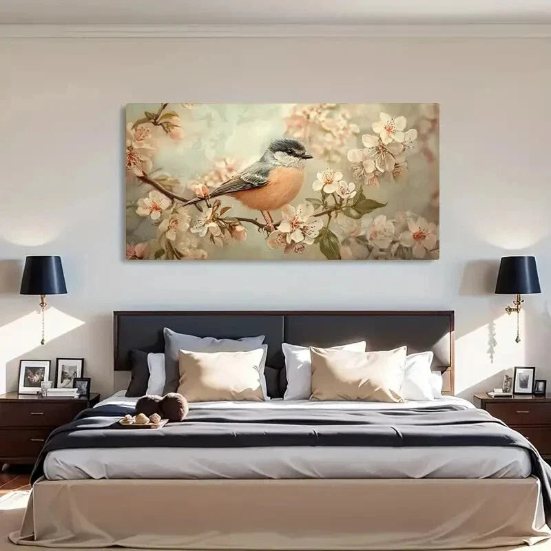 Floral & Bird Plum Blossom Wall Art Canvas Office Home Room Framed 120x60cm