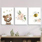 3pcs Featuring a Cartoon Bee And Bear Metal Print Ready to Hang Art