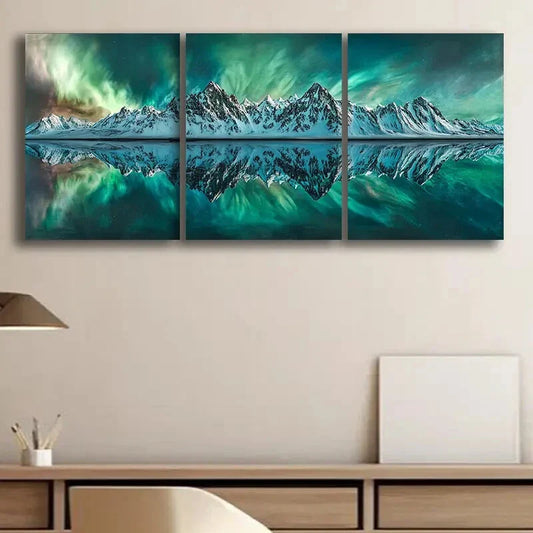 3pcs Northern Lights & Aurora Borealis Metal Print Ready to Hang Art