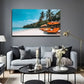 Seaside Holiday Landscape Wall Art Canvas Office Home Room Framed 80x45cm