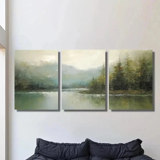 3pcs Natural Landscape Decoration, Vintage Metal Print Ready to Hang Art
