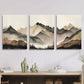 3pcs Foggy Peaks &amp; Pine Forests, Metal Print Ready to Hang Art
