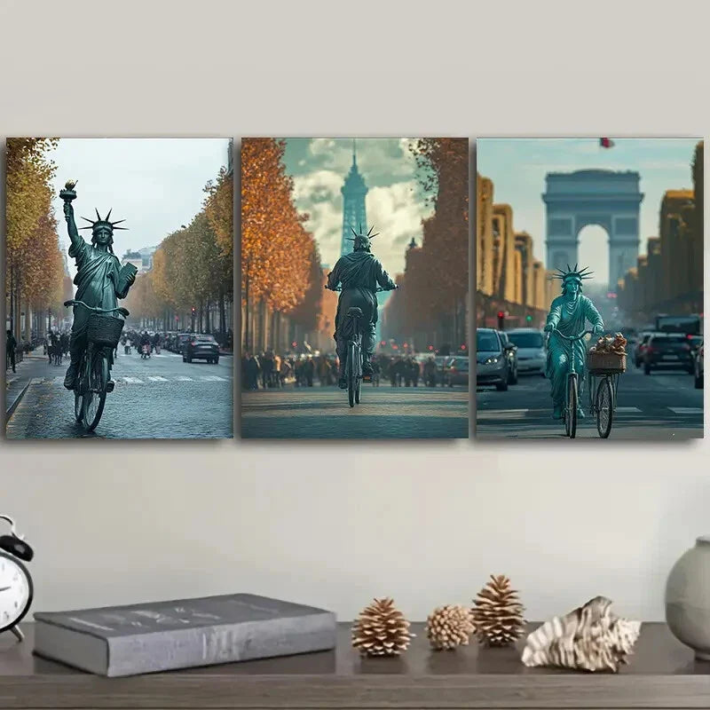 3pcs Goddess cycling Wall Art Set Canvas Framed 40x60cm - High Quality Print 100% Australian Made Wall Canvas Ready to Hang