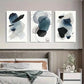 3pcs Blue & Black Shapes with Golden Accents Wall Art Set Canvas Framed 40x60cm - High Quality Print 100% Australian Made Wall Canvas Ready to Hang