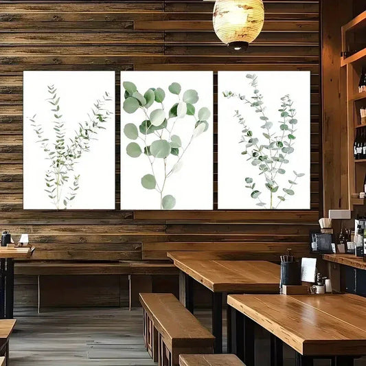 3pcs Vibrant Green Grass Poster Botanical Art Metal Print Ready to Hang Art