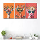 3pcs Colorful Flowers Animals Art Canvas Framed 40x60cm - High Quality Print 100% Australian Made Wall Canvas Ready to Hang
