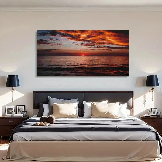 Vintage Sunset Landscape Wall Art Canvas Office Home Room Framed 120x60cm