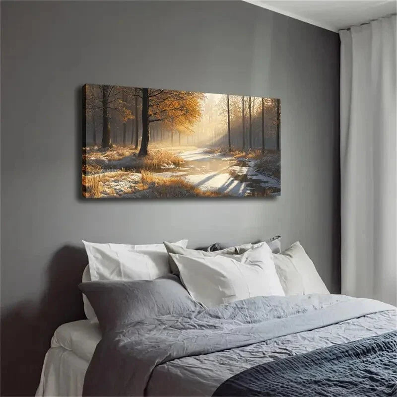 Tree Branches & Leaves Design Wall Art Canvas Office Home Room Framed 120x60cm