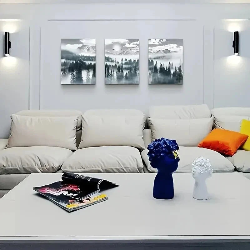 3pcs Modern Foggy Forest Landscape Metal Print Ready to Hang Art