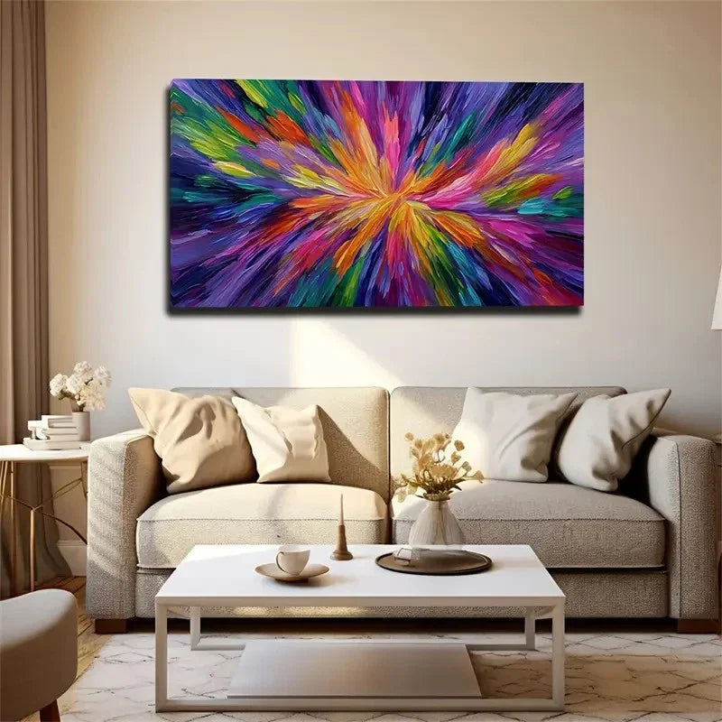 Modern Abstract Color Explosion Wall Art Canvas Office Home Room Framed 120x60cm