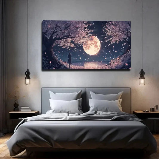 Cherry Blossom Trees Bright Wall Art Canvas Office Home Room Framed 120x60cm